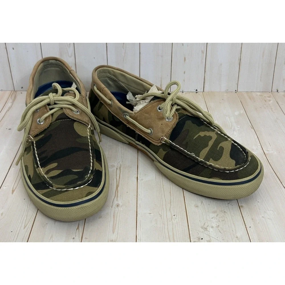 Sperry Top‎ Sider Mens Size  11M Camouflage Green Boat Shoes Low Top Sneakers